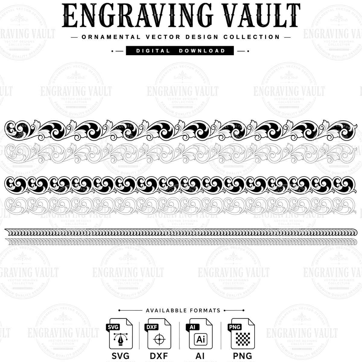 Ornamental Scrollwork SVG Bundle | Decorative Scroll Design for Laser Engraving & CNC