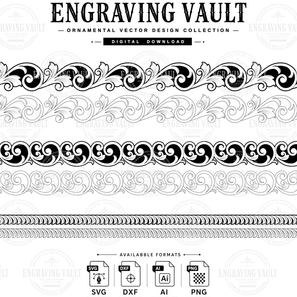 Ornamental Scrollwork SVG Bundle | Decorative Scroll Design for Laser Engraving & CNC
