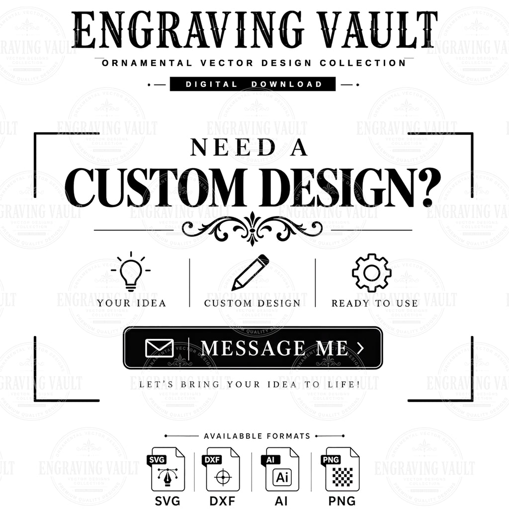 Scrollwork laser engraving design, Filigree slide engraving files SVG Dxf AI PNG