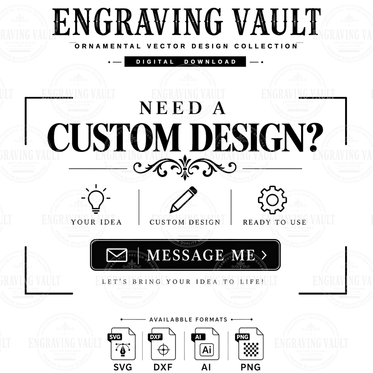 Scrollwork laser engraving design, Filigree slide engraving files SVG Dxf AI PNG
