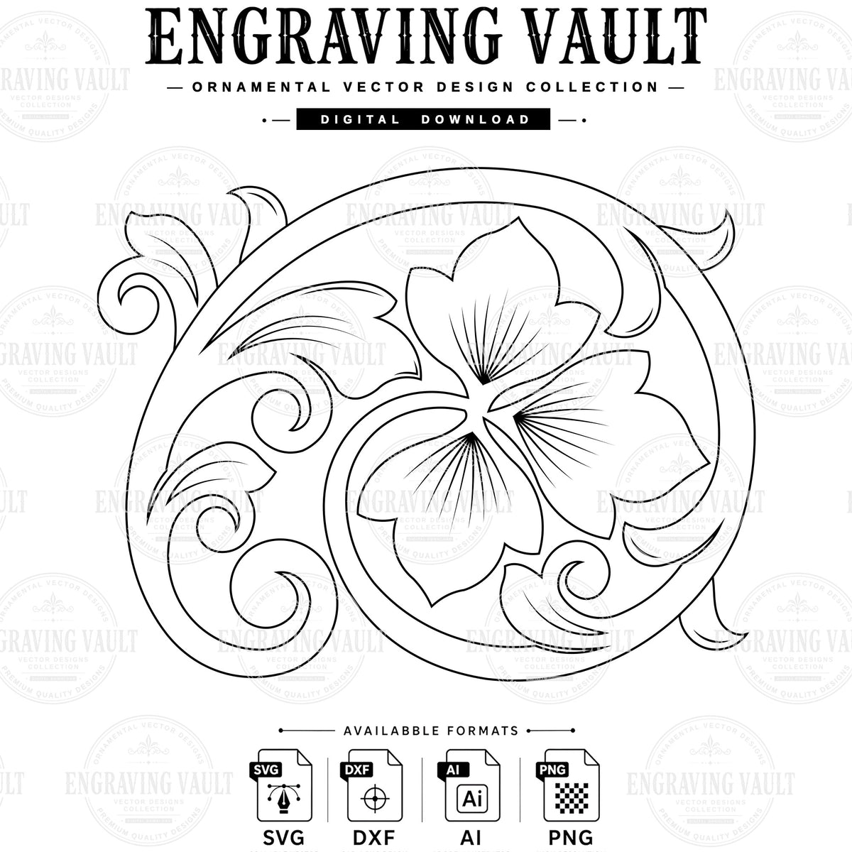 Scrollwork laser engraving design, Filigree slide engraving files SVG Dxf AI PNG
