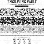 Scrollwork laser engraving design, Filigree slide engraving files SVG Dxf AI PNG