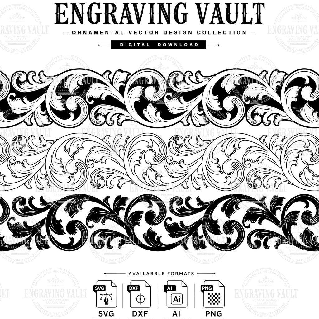 Scroll slides laser engraving design, filigree pattern, digital download SVG Dxf AI PNG