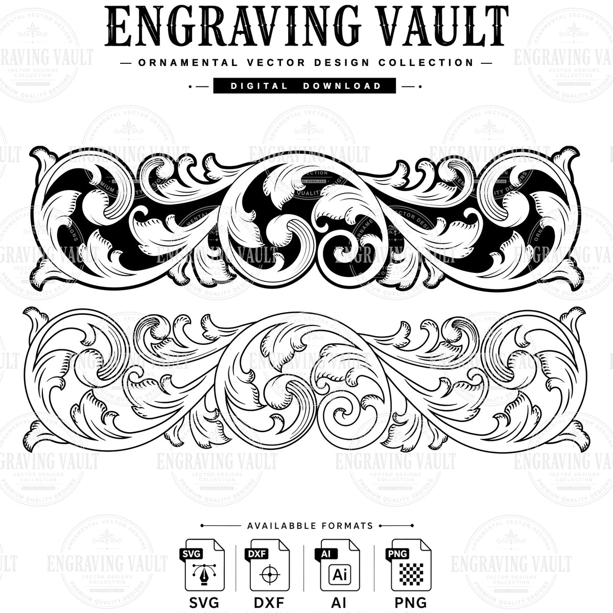 Custom scrollwork laser engraving, scroll files, filigree pattern digital download SVG Ai