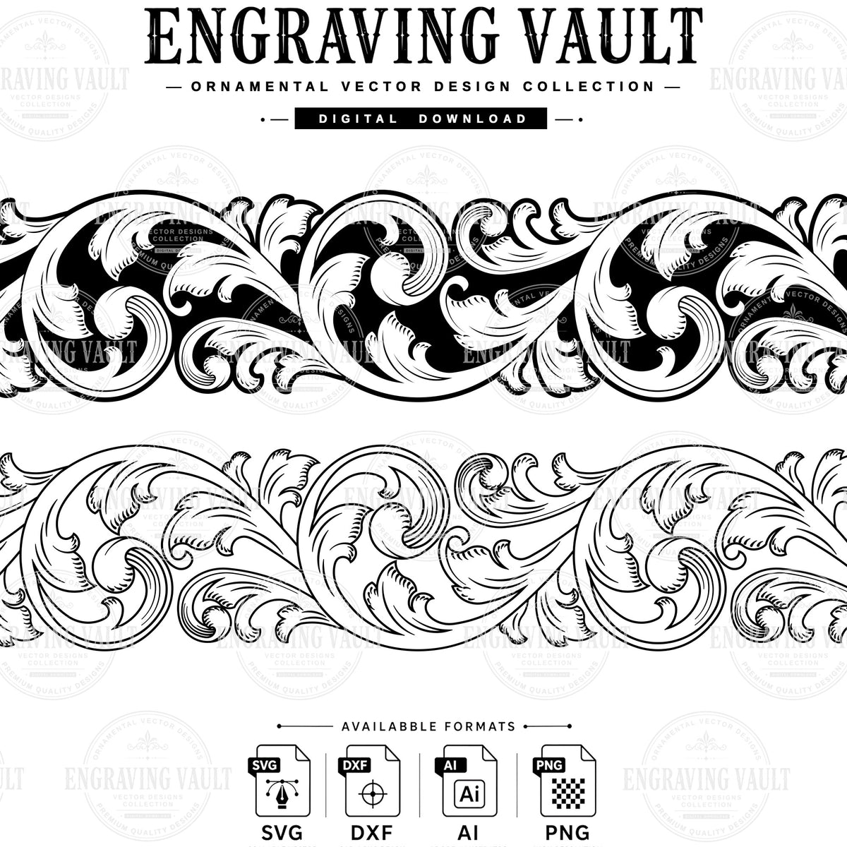 Custom scrollwork laser engraving, scroll files, filigree pattern digital download SVG Ai