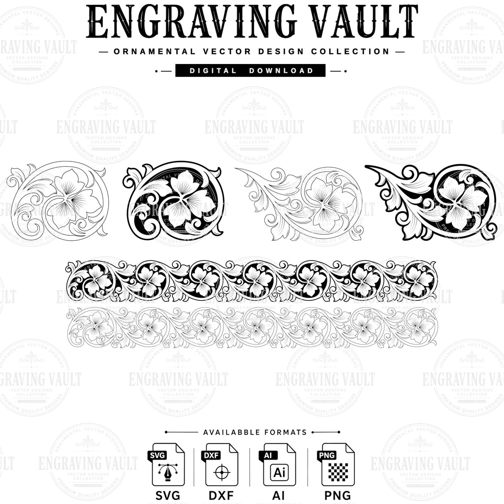 Ornamental Scrollwork SVG Bundle | Decorative Scroll Design for Laser Engraving & CNC
