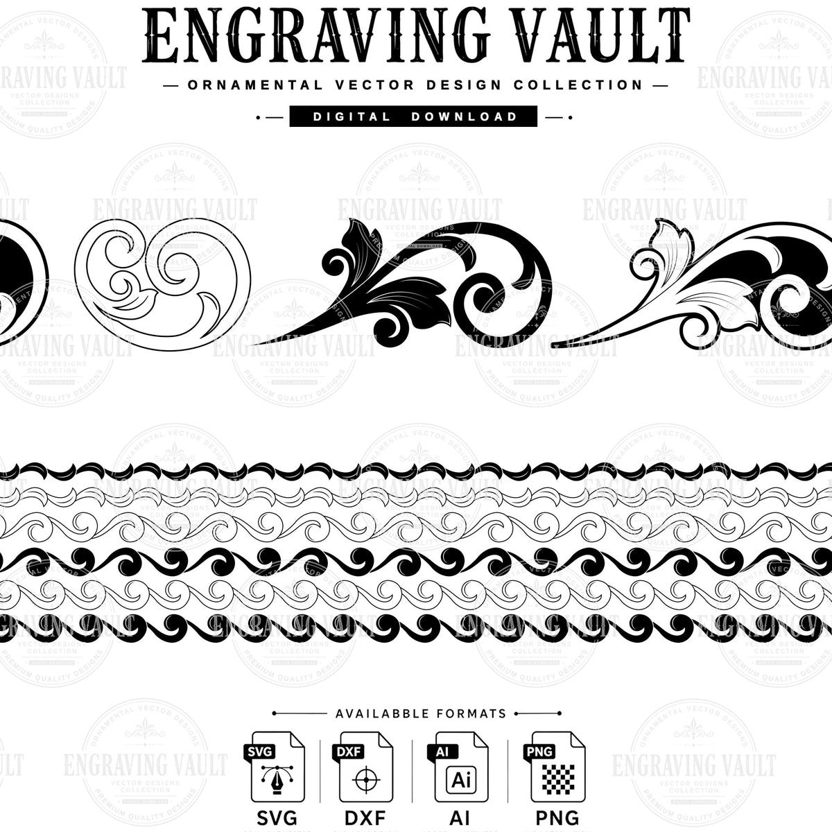 Scrollwork laser engraving design, filigree pattern, scroll slide ezcad, SVG Dxf Ai
