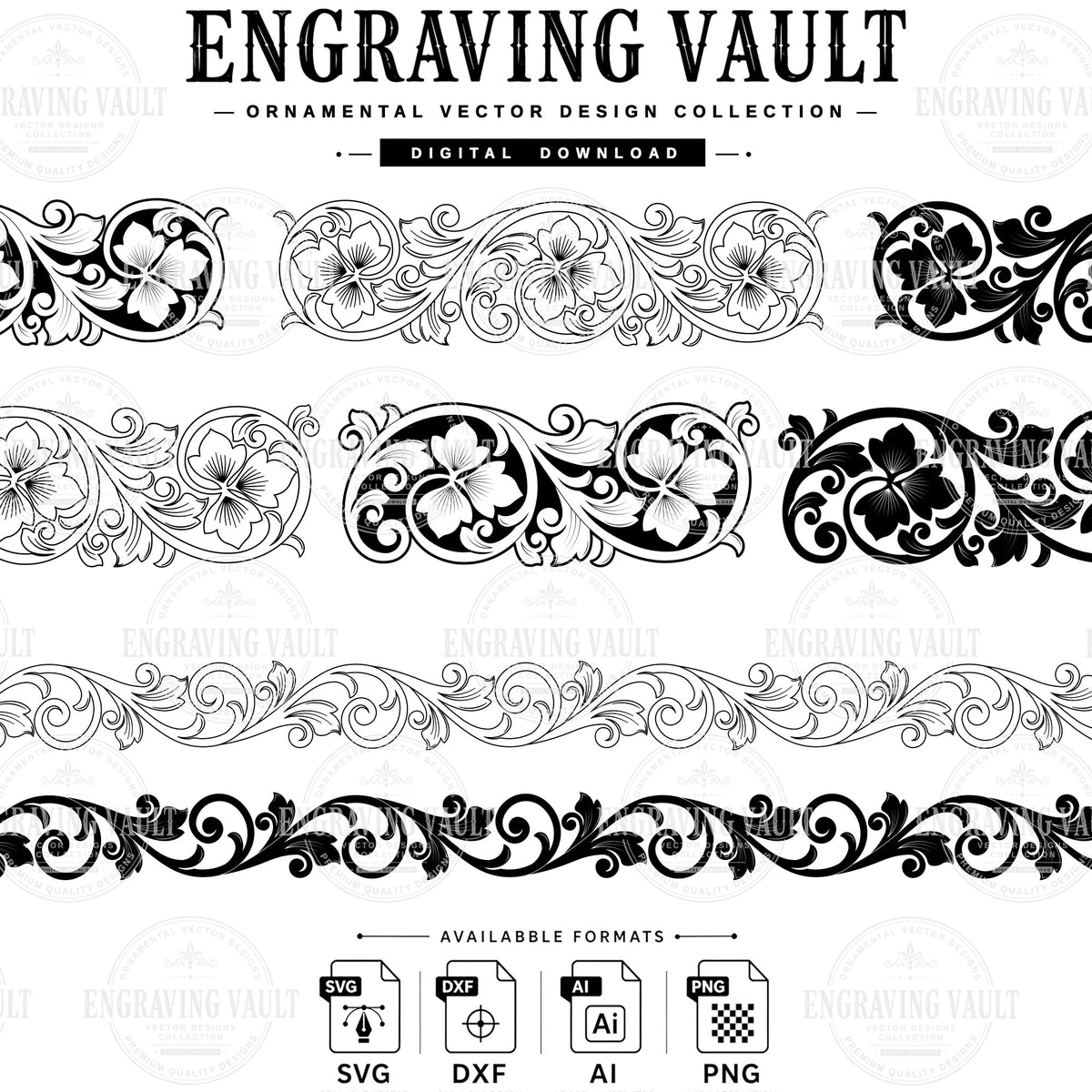 Scrollwork laser engraving design, filigree pattern, scroll slide ezcad, SVG Dxf Ai