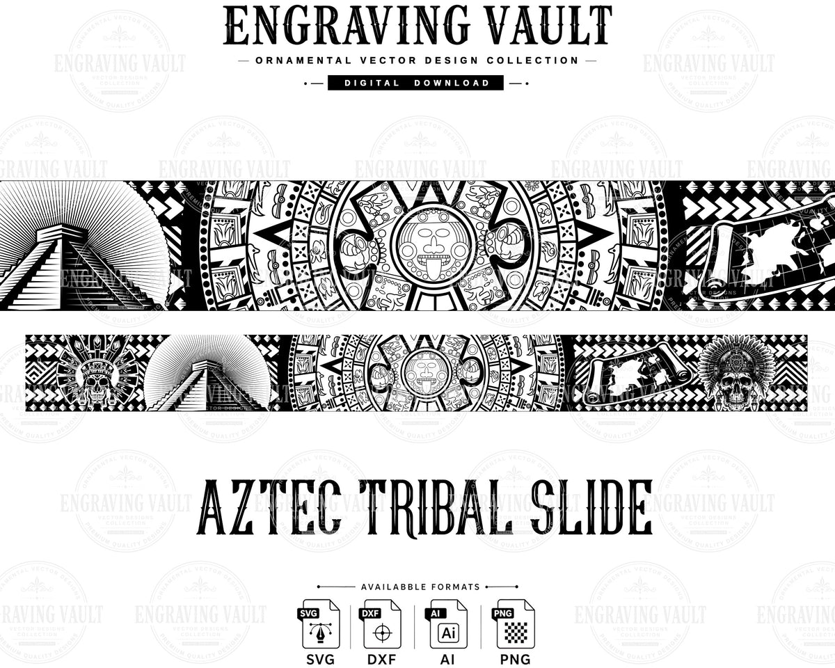Aztec Tribal slide laser engraving files, digital download, SVG Dxf Ai PNG