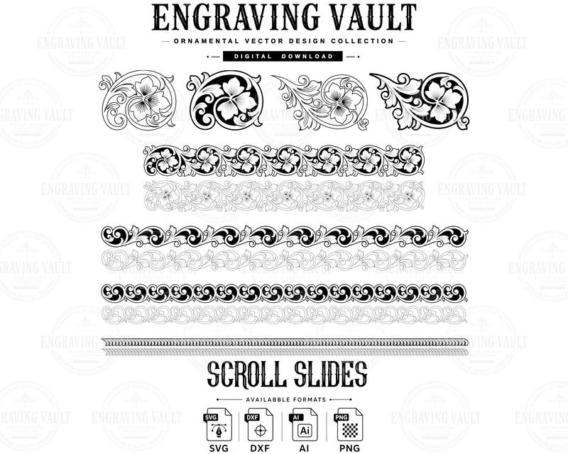 Ornamental Scrollwork SVG Bundle | Decorative Scroll Design for Laser Engraving & CNC